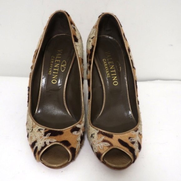 Valentino Wedge Pump Leopard Print Calf Hair Sz 37 - Picture 4 of 11